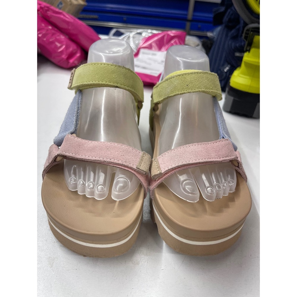 Reef Cushion Rem Hi Womens 8 Pastel Multi Color Suede Platform Strappy Sandals